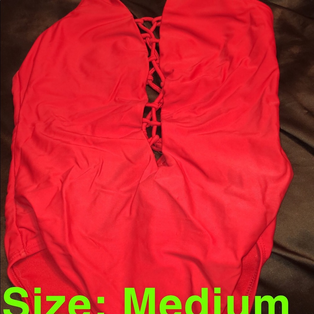Red one piece swim suit
